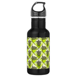 Botella De Agua Patrón de tortugas marinas chamánicas - verde