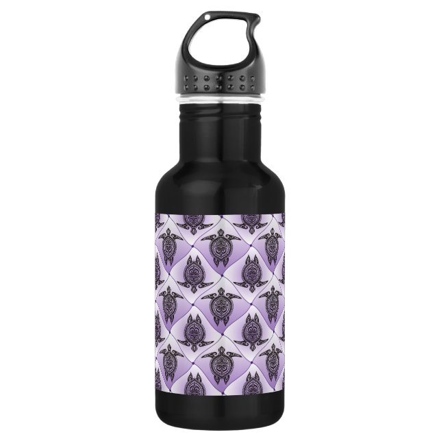Botella De Agua Patrón de tortugas marinas chamánicas - violeta (Anverso)