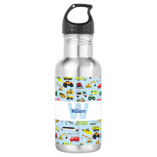 Botella De Agua Patrón de transporte y vehículos infantiles colori