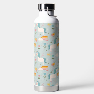 Botella De Agua Patrón de Unicornio de arcoiris pastel