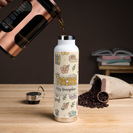 Botella De Agua Patrón de útiles escolares para maestros de pastel