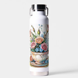 Botella De Agua Patrón de ventilación floral - Agua suave arte Boh