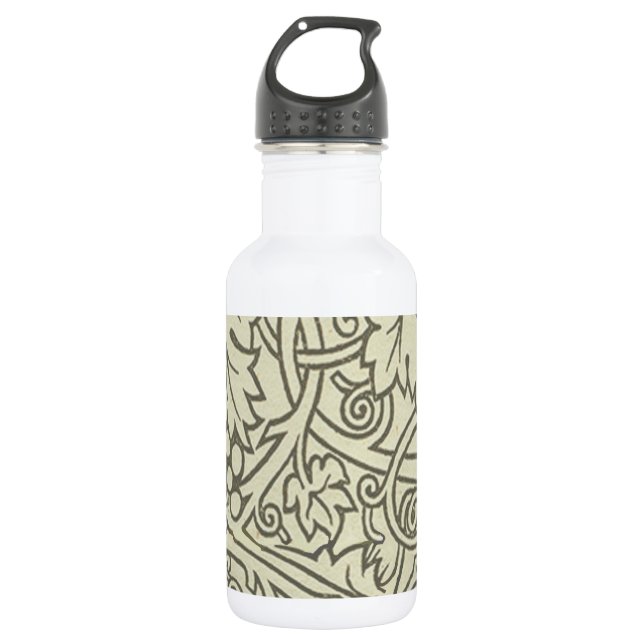 Botella De Agua Patrón de vid de uva gris verde de William Morris (Anverso)