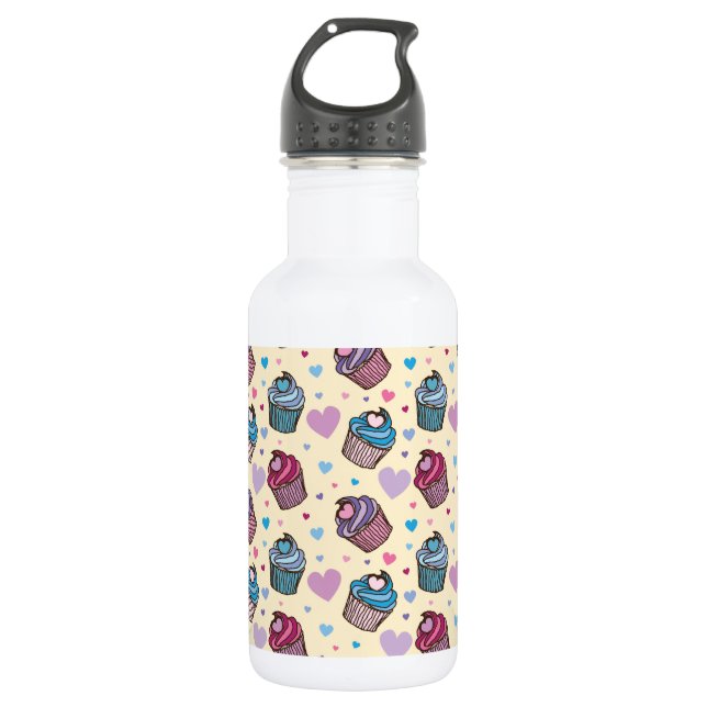 Botella De Agua Patrón del corazón del pastel Pastel (Anverso)