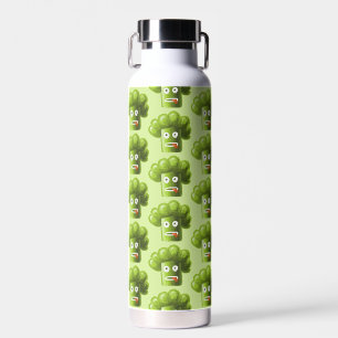 Botella De Agua Patrón Divertido de Brócoli Verde Vegano Vegetaria