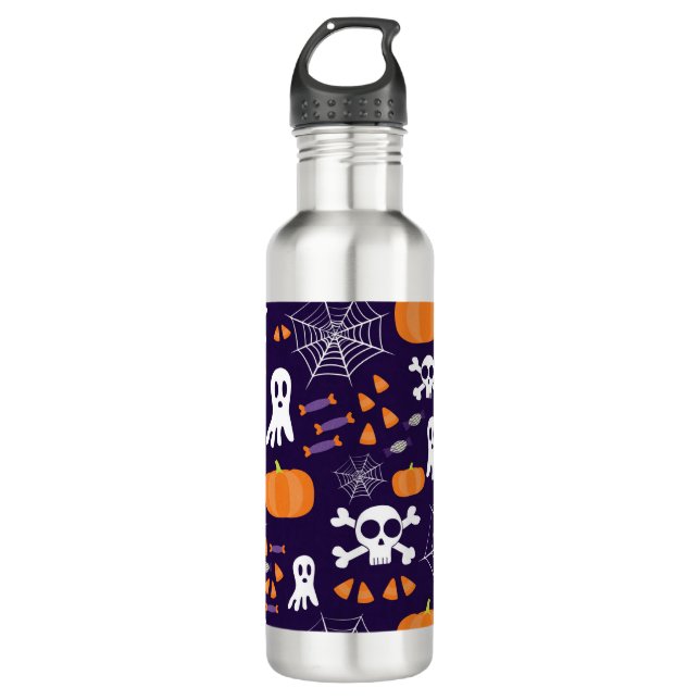 Botella De Agua Patrón divertido de Halloween (Anverso)