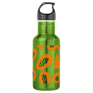 Botella De Agua Patrón Elegante de Papaya con Monograma