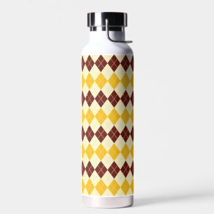 Botella De Agua Patrón escocés marrón - amarillo