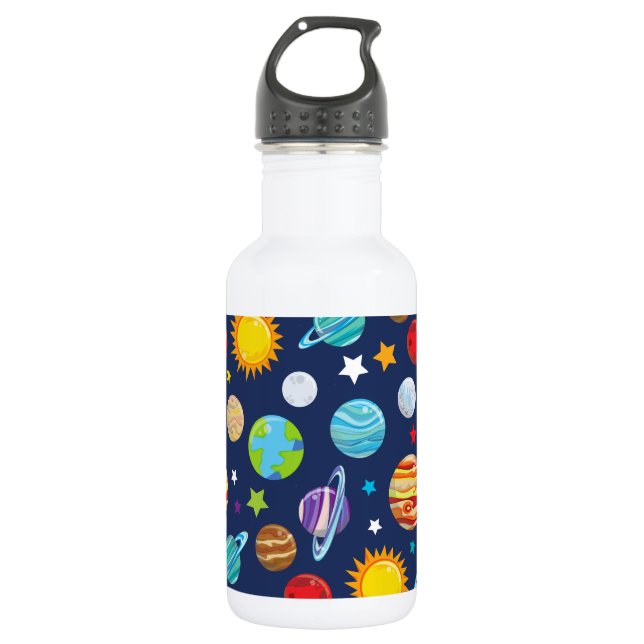 Botella De Agua Patrón Espacial, Planetas, Estrellas, Cosmos, Gala (Anverso)
