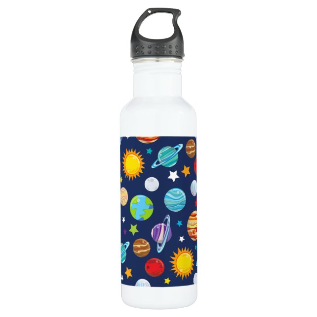 Botella De Agua Patrón espacial, planetas, estrellas, cosmos, gala (Anverso)