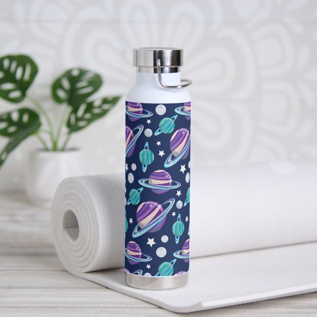 Botella De Agua Patrón espacial, planetas, estrellas, galaxia, cos (Yoga)