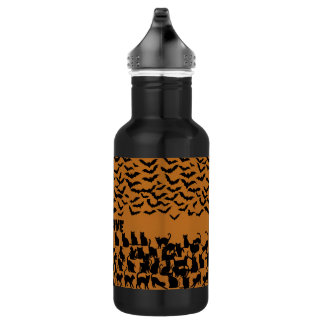 Botella De Agua Patrón espeluznante de Halloween de gato negro mur