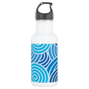 Botella De Agua Patrón espiral azul moderno