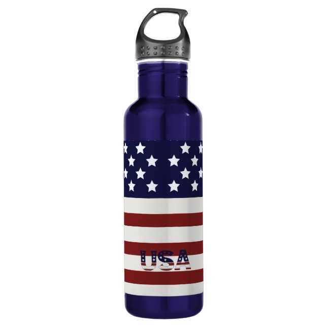 Botella De Agua Patrón estadounidense de bandera de Estados Unidos (Anverso)