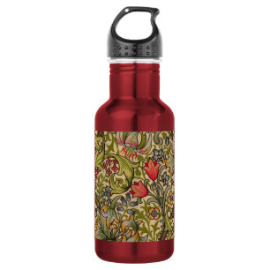 Botella De Agua Patrón floral antiguo de lirio dorado de William M