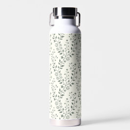 Botella De Agua Patrón floral boho moderno crema salvia