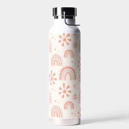 Botella De Agua Patrón floral Boho Rainbow Retro Summer