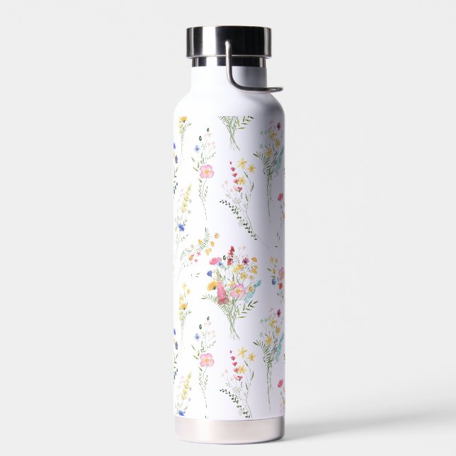 Botella De Agua Patrón floral de acuarela de flores silvestres (Izquierdo)