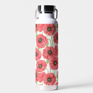 Botella De Agua Patrón floral de cachorros acuáticos