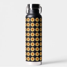 Patrón floral de Dahlia amarillo en negro