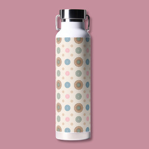 Botella De Agua Patrón floral de inspiración babilónica pastel