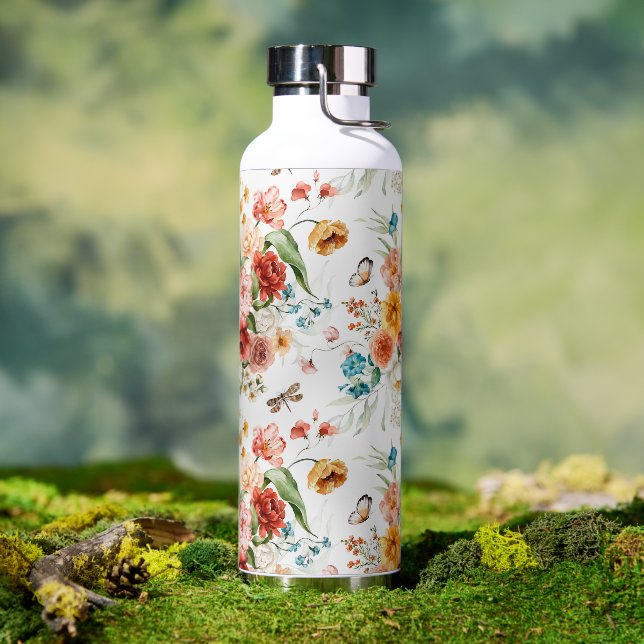 Botella De Agua Patrón floral de jardín (Exterior)