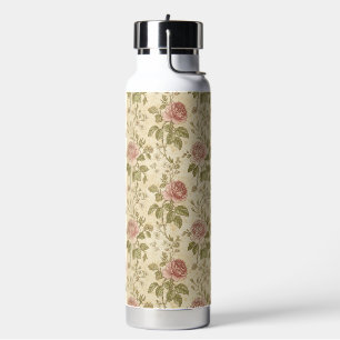 Botella De Agua Patrón floral de rosa vintage