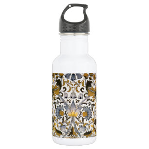 Botella De Agua Patrón floral de William Morris Lodden: azul dorad