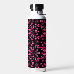 Botella De Agua Patrón floral escandinavo rosa moderno