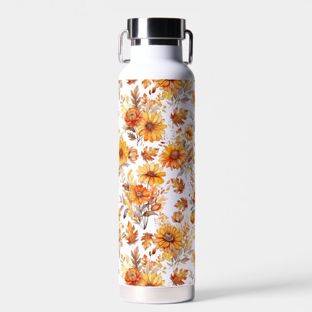 Botella De Agua Patrón floral otoñal B01 (Delantero)