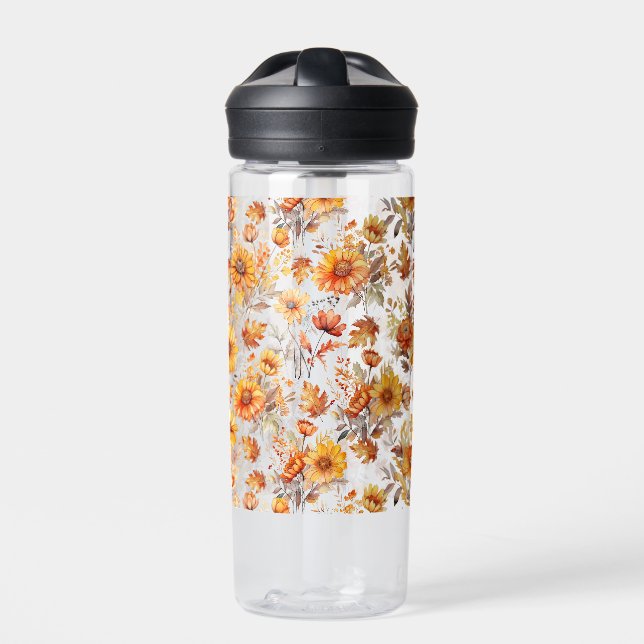 Botella De Agua Patrón floral otoñal B01 (Delante)