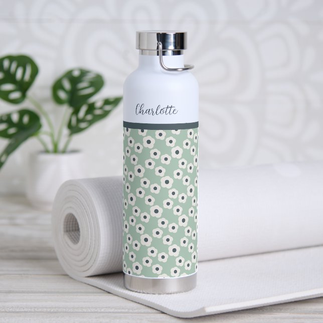 Botella De Agua Patrón floral retro moderno personalizado (Yoga)