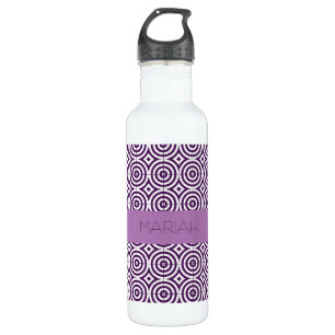 Botella De Agua Patrón geométrico de lavanda púrpura personalizado