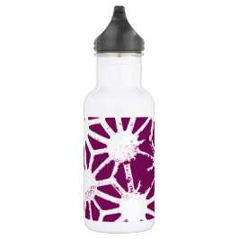 Botella De Agua Patrón geométrico de mora y blanco