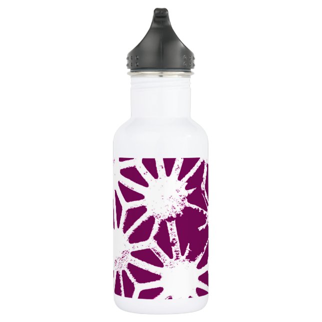 Botella De Agua Patrón geométrico de mora y blanco (Derecha)