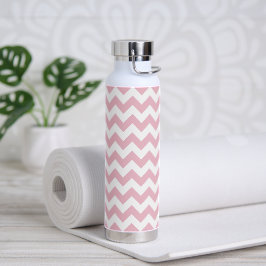 Botella De Agua Patrón geométrico de zigzag rosa, Chevron rosa
