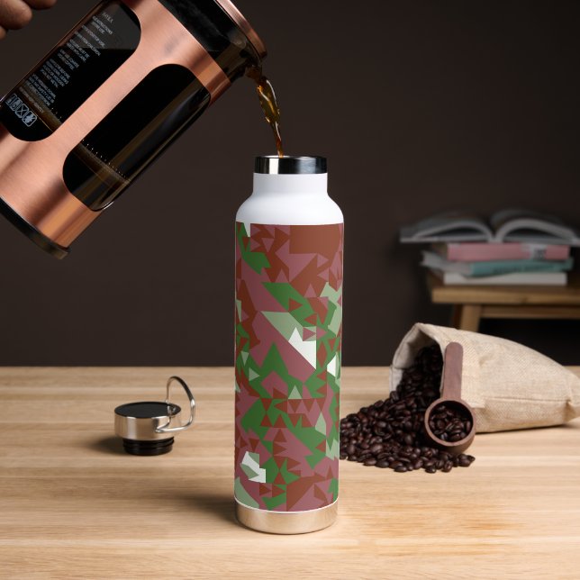 Botella De Agua Patrón geométrico ecléctico de Navidad retro mod (Café)