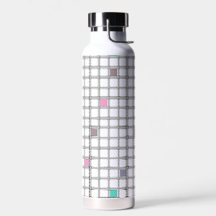 Botella De Agua Patrón geométrico multicolor controlado