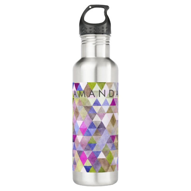 Botella De Agua Patrón geométrico/triángulos de pixDezines Boho (Anverso)