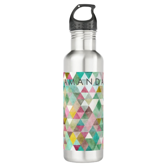 Botella De Agua Patrón Geométrico / Triángulos de PixDezines Boho (Anverso)