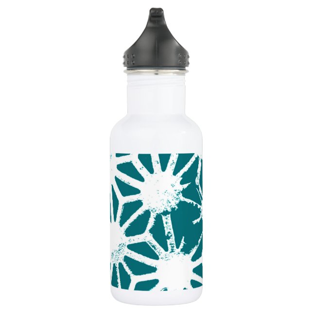 Botella De Agua Patrón geométrico verde azulado y blanco (Derecha)