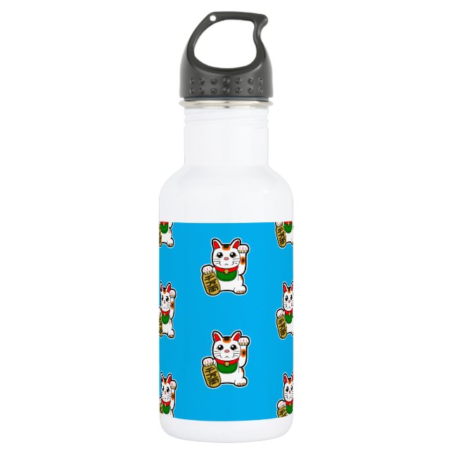 Botella De Agua Patrón japonés de gato afortunado (Anverso)
