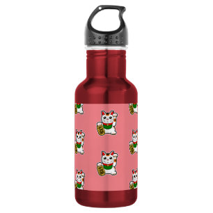 Botella De Agua Patrón japonés de gato afortunado