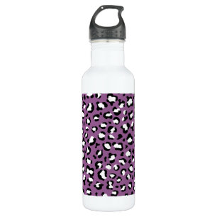 Botella De Agua Patrón leopardo, puntos leopardo, leopardo púrpura