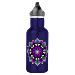 Botella De Agua Patrón Mandala 02 en morado