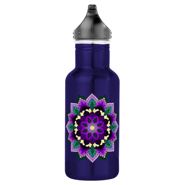 Botella De Agua Patrón Mandala 02 en morado (Derecha)