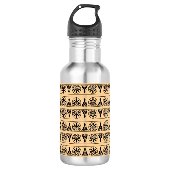 Botella De Agua Patrón Mediterráneo Árabe Griego Marrón (Anverso)