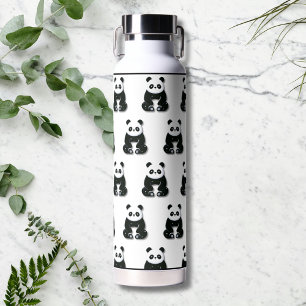 Botella De Agua Patrón moderno de oso Panda blanco y negro