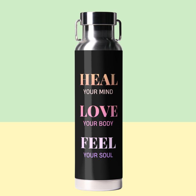 Botella De Agua Patrón negro motivacional de moda (Stay Cool This Summer: Personalized Water Bottle for Hydration & Inspiration)