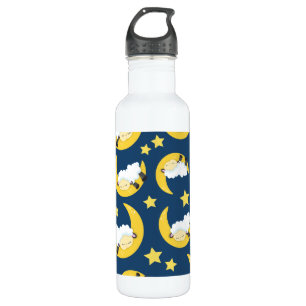 Botella De Agua Patrón ovino, oveja durmiente, luna, estrellas